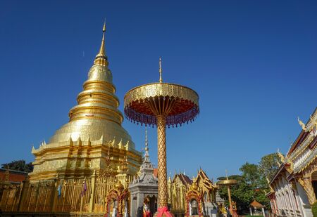 Beautiful landscape of ancient  temple in Wat Pratad hari phunchai

 Temple, Lamphun, Thailandの写真素材