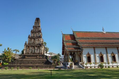 Beautiful landscape of ancient  temple in watchamdevi Temple, lamphun, Thailandの写真素材