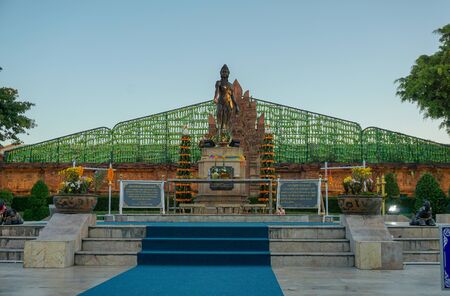 Beautiful landscape of ancient in chamdevi monument, lamphun, Thailandの写真素材