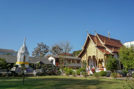 Beautiful landscape of ancient  temple in watchamdevi Temple, lamphun, Thailandの写真素材