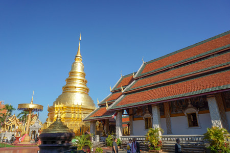 Beautiful landscape of ancient  temple in Wat Pratad hari phunchai

 Temple, Lamphun, Thailandのeditorial素材