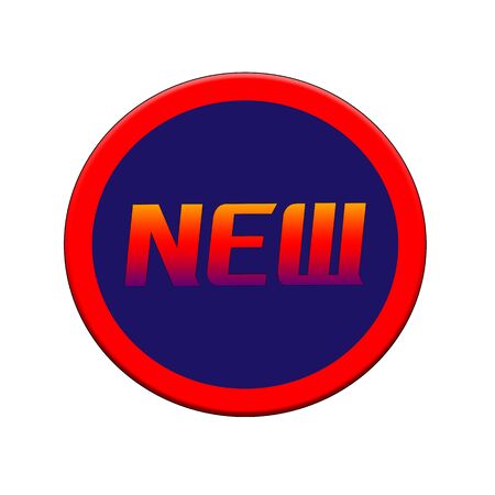 New Red-orange Sign or Stamp Text on Blue circle backgroudの写真素材