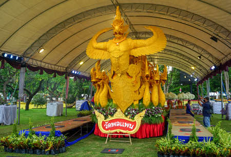Candle Festival UBON RATCHATHANI, THAILAND - July â13, â2020: "The Candles are carved out of wax, Thai art form of wax(Ubon Candle Festival 2020) on July â13, â2020, UbonRatchathani, Thailandのeditorial素材