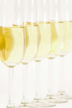 Glasses of champagne lined up. For new years eve celebration and special moments.の写真素材