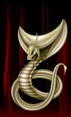 twisted rings cobra with the opened hood on a dark backgroundのイラスト素材