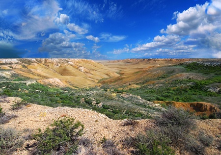 Canyon on the mountains of Ustyurt  The north part of the plateau in Kazakhstanの写真素材