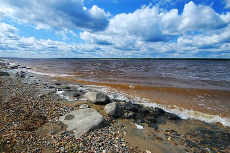 Typical landscapes on central Yenisei in Krasnoyarsk regionの写真素材