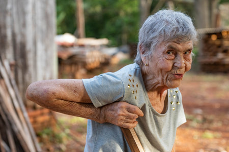 lifestyle of a grandmother on the farmの写真素材
