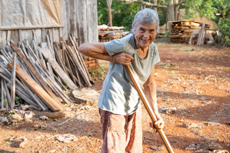 lifestyle of a grandmother on the farmの写真素材