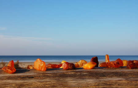 Set of diverse, multi-coloured, raw amberの写真素材