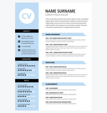 Minimalist CV template, blue color vectorのイラスト素材