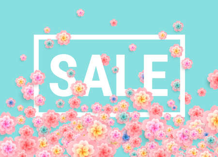 Sale banner design with beautiful flowersのイラスト素材