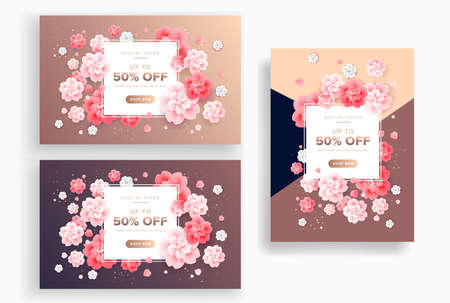 Set of abstract floral sale background.のイラスト素材