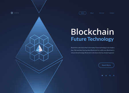 Block chain isometric 3d composition web site banner headerのイラスト素材