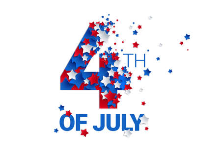 Fourth of July background - American Independence Day vector illustration - 4th of July typographic...