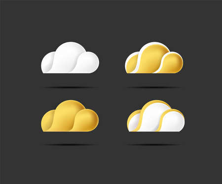 Beautiful clouds in gold and white color isolated on black background vectorのイラスト素材