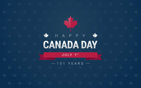 Canada Independence Day greeting card - Canadian maple leaf, Happy Canada Day, July 1st typography - vector holiday celebration backgroundのイラスト素材