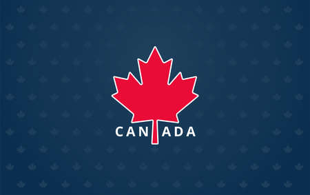 Canada maple leaf on dark blue background - Canada Day banner, Canada Independence Day greeting card...