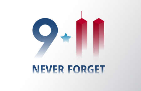 Patriot Day September 11 poster vector illustration. We will never forget 9/11 lettering patriotic banner backgroundのイラスト素材