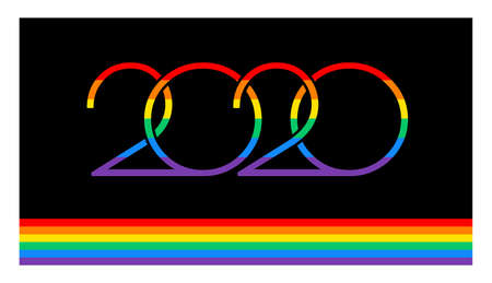 Pride 2020 concept - rainbow 2020 numbers  and rainbow flag. Vector illustration for Pride parades...