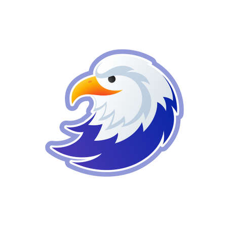 Eagle template - USA bald eagle head colorful illustration - eagle isolated on white backgroundのイラスト素材