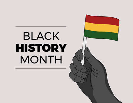 Black History Month - African independence leader hand waiving a flag - hand drawn Illustration for black history eventのイラスト素材