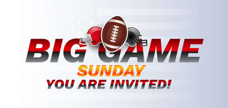 Super big game sunday bowl banner - american football ball and helmets - vector illustrationのイラスト素材