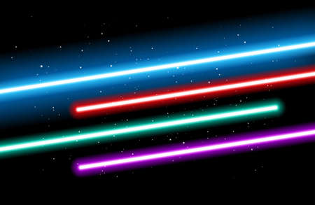 May the 4th background - Blue, red, green, red and purple light future swords on black starry space background - vector illustrationのイラスト素材