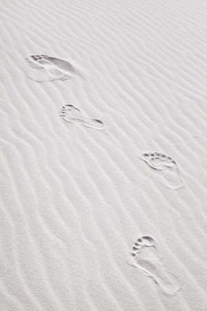 Background shot of footprints in pristine, wind blown white beach sand. Good の写真素材