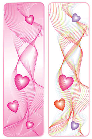 Valentine's vector border or banner illustration. Two versions: monochromatic and multi-colored. のイラスト素材