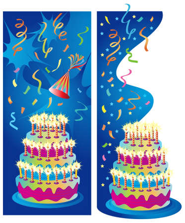 Two background or border illustrations for birthday, anniversary and party celebrations. のイラスト素材