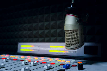 professional microphone in radio studioの写真素材