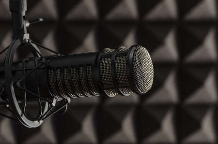 For radio stations: professional microphone in radio studiosの写真素材