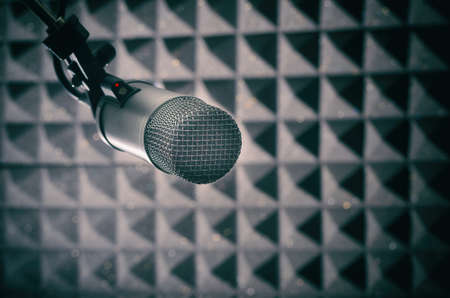 For radio stations: professional microphone in radio studiosの写真素材
