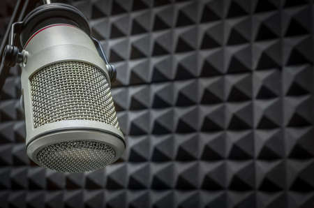 Background with professional microphoneの写真素材