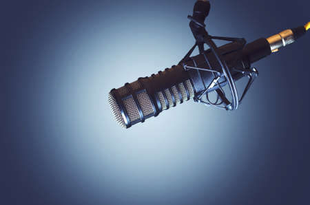 Background with professional microphoneの写真素材