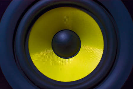 macro background: yellow sound speakerの写真素材