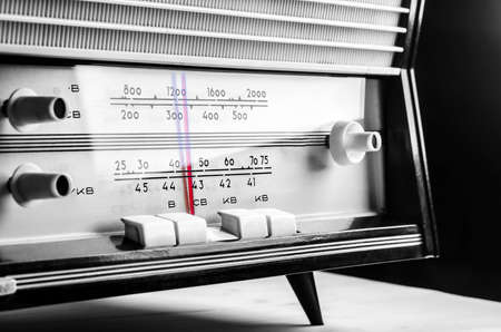 black and white photo: vintage radioの写真素材