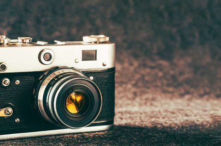 background with vintage analog camera