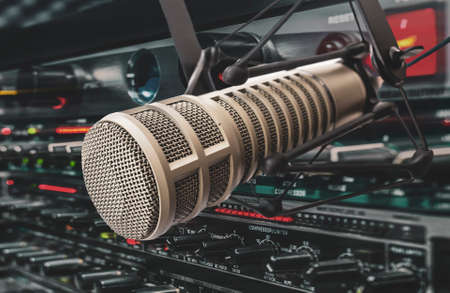 Professional microphone and sound mixer in studioの写真素材