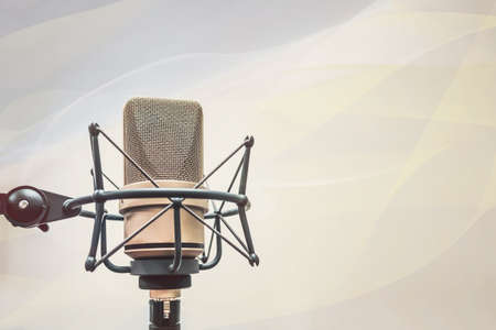 Background with a professional microphoneの写真素材