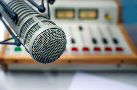 Professional microphone and sound mixer in studioの写真素材