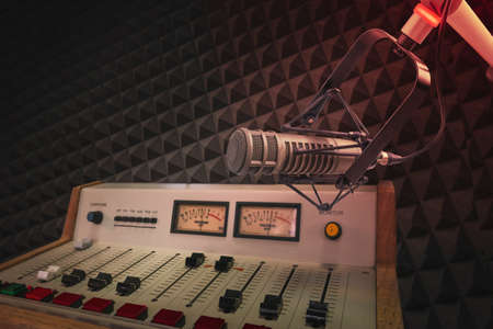 Professional microphone and sound mixer in studioの写真素材