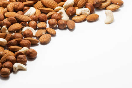Mixed nuts with blank white space for text