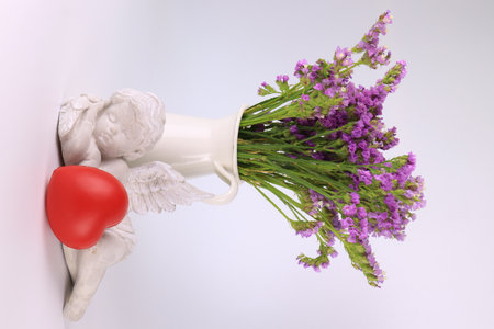 Valentine's Day background with a bouquet of lavenderの写真素材
