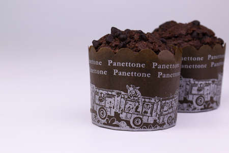 Close up Italian Chocolate Cake, Panettoneの写真素材