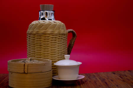 Close up Chinese Bamboo basket for Dim Sumの写真素材