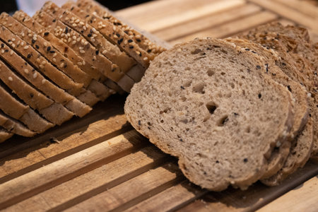 Close up slice of whole grain bread