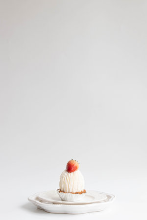 Modern Strawberry fruit tart on white Background