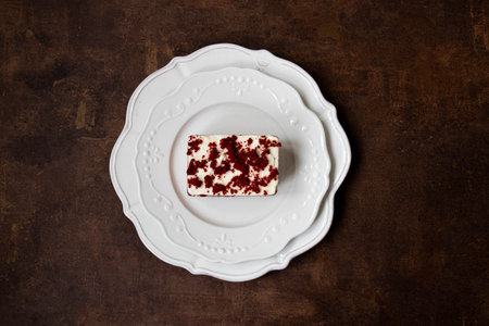 Classic red Velvet cake on Black background
